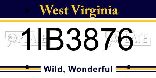 1IB3876 West Virginia License Plate