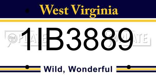 1IB3889 West Virginia License Plate