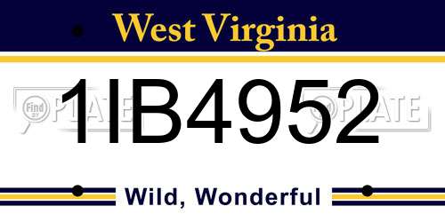 1IB4952 West Virginia License Plate