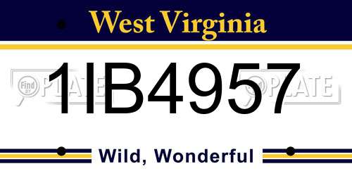 1IB4957 West Virginia License Plate