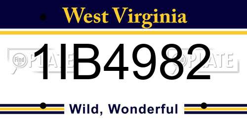 1IB4982 West Virginia License Plate