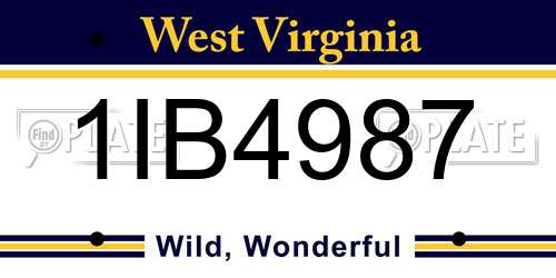 1IB4987 West Virginia License Plate
