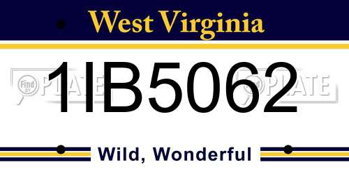 1IB5062 West Virginia License Plate