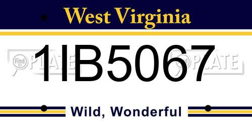 1IB5067 West Virginia License Plate