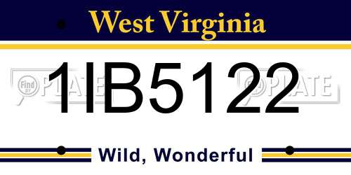 1IB5122 West Virginia License Plate