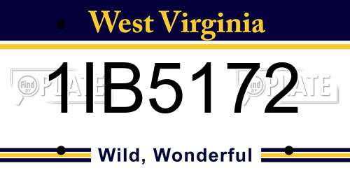 1IB5172 West Virginia License Plate