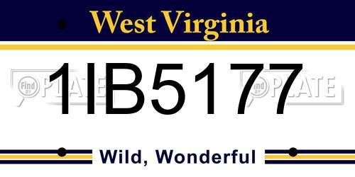 1IB5177 West Virginia License Plate