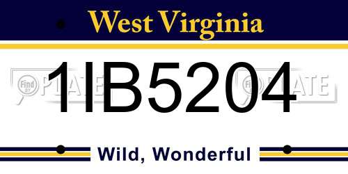 1IB5204 West Virginia License Plate