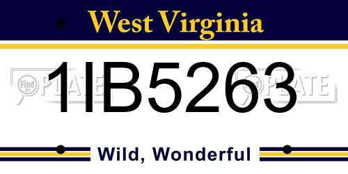 1IB5263 West Virginia License Plate