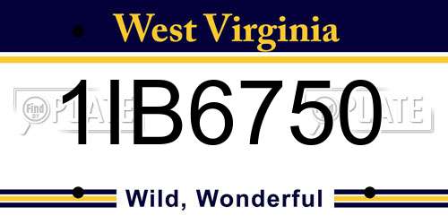 1IB6750 West Virginia License Plate