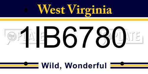 1IB6780 West Virginia License Plate