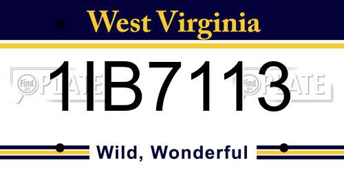 1IB7113 West Virginia License Plate