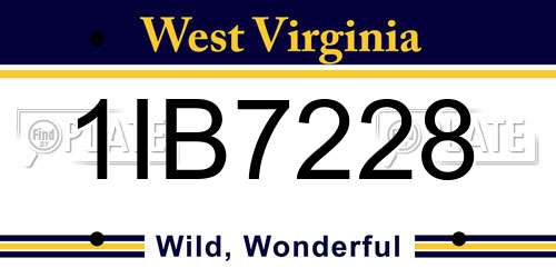 1IB7228 West Virginia License Plate