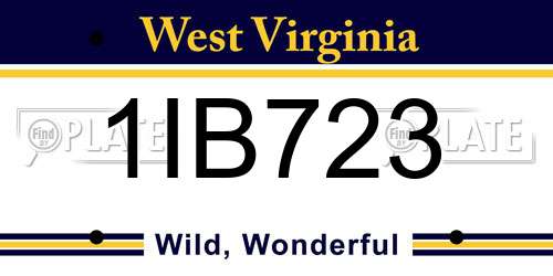 1IB723 West Virginia License Plate