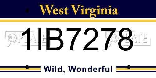 1IB7278 West Virginia License Plate