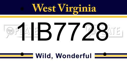 1IB7728 West Virginia License Plate
