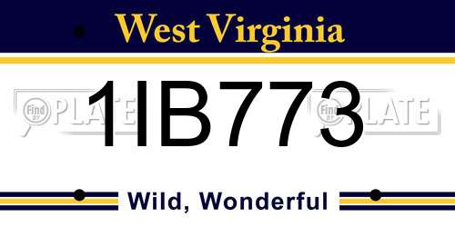 1IB773 West Virginia License Plate