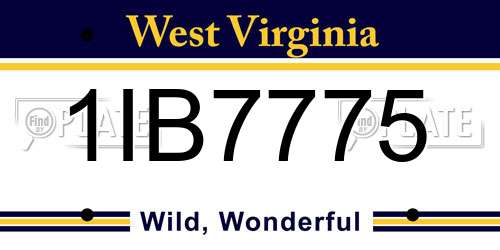 1IB7775 West Virginia License Plate