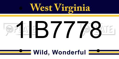 1IB7778 West Virginia License Plate