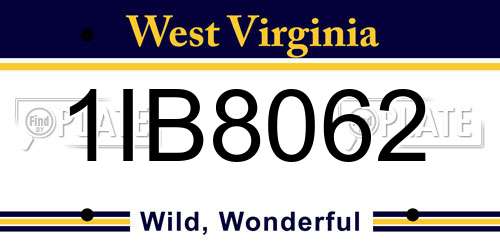 1IB8062 West Virginia License Plate