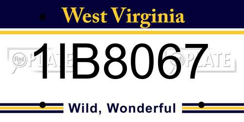 1IB8067 West Virginia License Plate