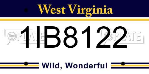 1IB8122 West Virginia License Plate