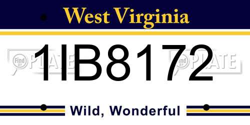 1IB8172 West Virginia License Plate