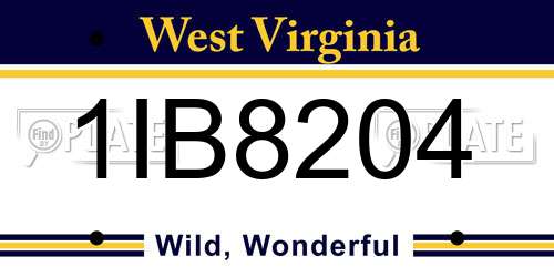 1IB8204 West Virginia License Plate