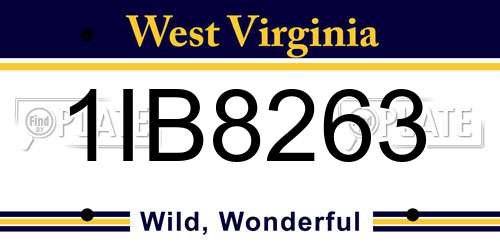 1IB8263 West Virginia License Plate