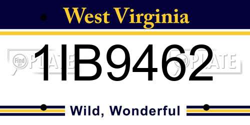 1IB9462 West Virginia License Plate