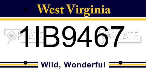 1IB9467 West Virginia License Plate