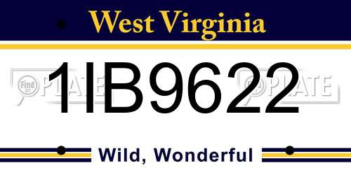1IB9622 West Virginia License Plate