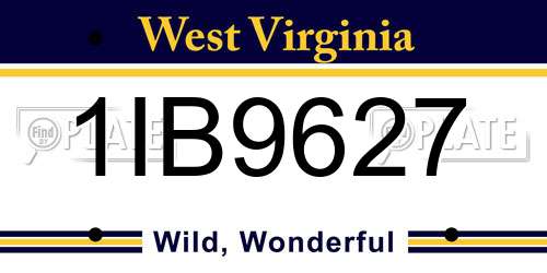 1IB9627 West Virginia License Plate