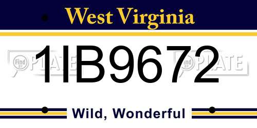 1IB9672 West Virginia License Plate
