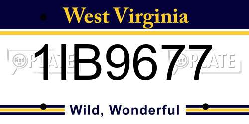 1IB9677 West Virginia License Plate