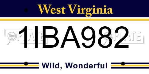 1IBA982 West Virginia License Plate