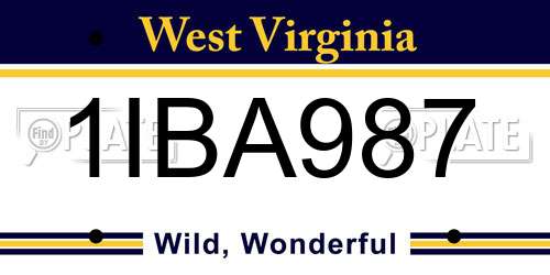 1IBA987 West Virginia License Plate