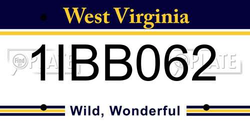 1IBB062 West Virginia License Plate