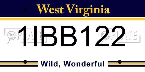 1IBB122 West Virginia License Plate
