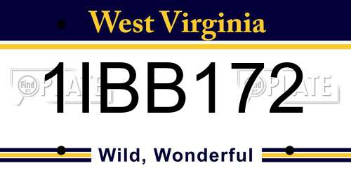 1IBB172 West Virginia License Plate