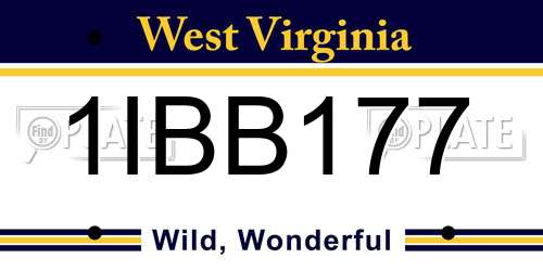 1IBB177 West Virginia License Plate