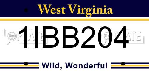 1IBB204 West Virginia License Plate