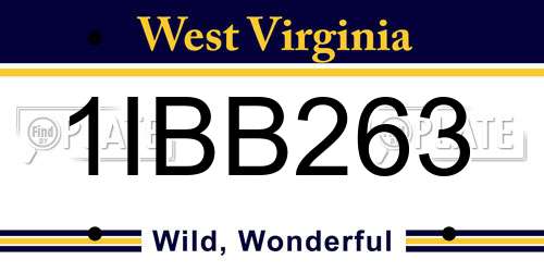 1IBB263 West Virginia License Plate