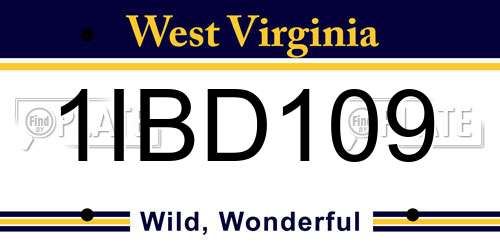 1IBD109 West Virginia License Plate