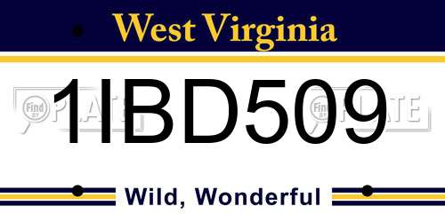 1IBD509 West Virginia License Plate