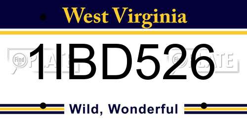 1IBD526 West Virginia License Plate