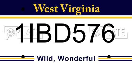 1IBD576 West Virginia License Plate