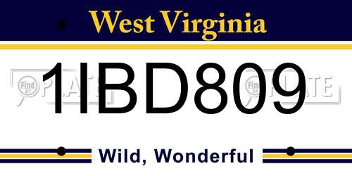 1IBD809 West Virginia License Plate