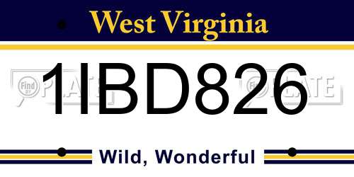 1IBD826 West Virginia License Plate