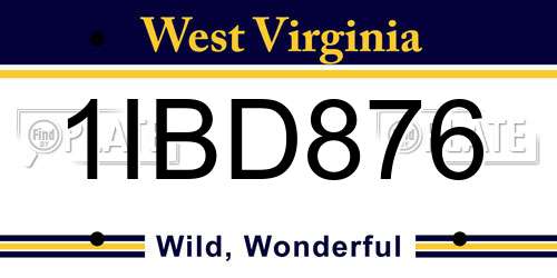 1IBD876 West Virginia License Plate